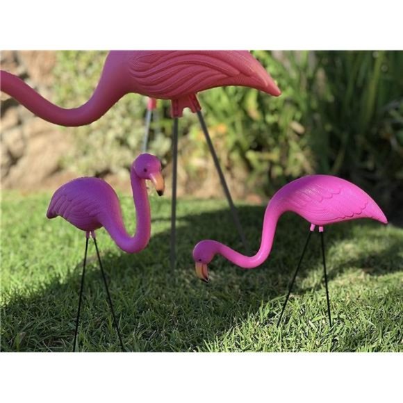 Set of 4, Small Pink Flamingo Yard Ornament/Mini Lawn Flamingo Ornament/Flamingo - Picture 2 of 6